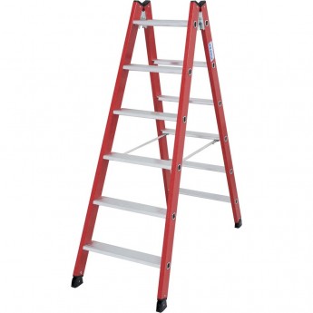 Диэлектрическая двухсторонняя стремянка KRAUSE 2х6 ступеней, из алюминия