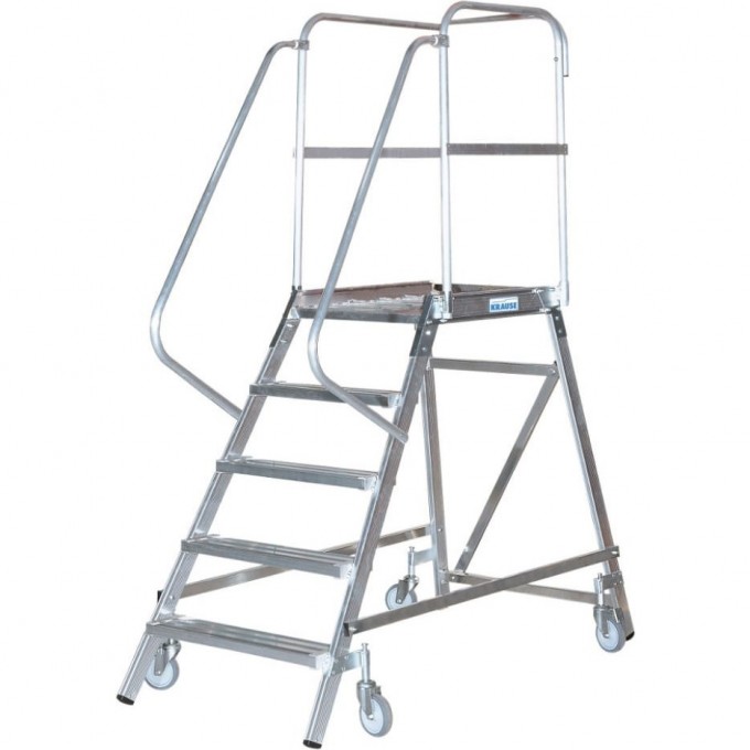 Двухсторонняя лестница-платформа с шестью алюминиевыми ступеньками KRAUSE STABILO 810601