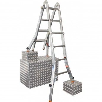 Шарнирная телескопическая лестница с выдвижными боковинами 4х4 KRAUSE TELEVARIO 129970 Шарнирная телескопическая лестница с выдвижными боковинами 4х4 KRAUSE TELEVARIO 129970