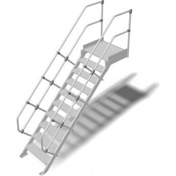 Трап с платформой стационарный KRAUSE 10 ступеней, ширина 600 мм 45°